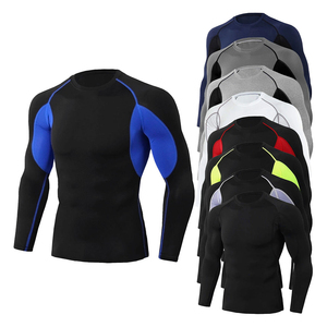 เสื้อคอมเพรสชั่นแขนยาวผู้ชาย ทรงเข้ารูป สีบล็อก สำหรับออกกำลังกาย - Product Image 1