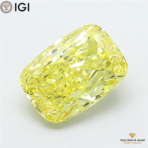 Bague solitaire pour femme avec diamant de laboratoire CVD certifié IGI, forme coussin, 2,51 carats, clarté VS1, couleur jaune vif fantaisie - Product Image 1