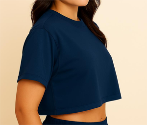 Camiseta Corta Informal de Alta Calidad para Mujer, de Algodón, Lisa, Teñida, de Manga Corta, Transpirable, Ligera, de Secado Rápido, para Verano - Product Image 6