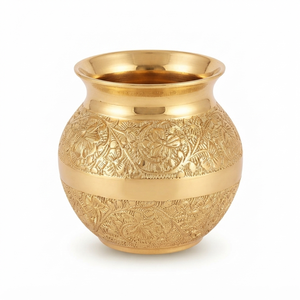 Pot en laiton de qualité supérieure, Kalash Lota, fait main, pour la Pooja hindoue, décoration de temple religieux, cadeau de mariage, récipient à eau pour la maison, culte indien - Product Image 1