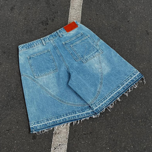 New Custom Denim Shorts High Quality Vintage Breathable <b>Button</b> Short <b>Jean</b> Homme Heavyweight Baggy Raw Men's Shorts Casual - Product Image 4