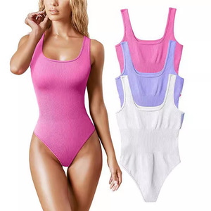 Body de punto sin mangas de cintura alta para mujer, control de abdomen, top moldeador, traje de baño de una pieza para playa, verano - Product Image 4