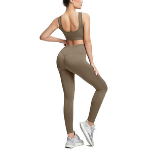 Conjunto de Yoga para Mujer, Fabricación Pakistaní, para Uso en Interiores y Exteriores, Spandex y Nailon, Cintura Elástica Delantera, Transpirable y Ligero, 2 Piezas - Product Image 2