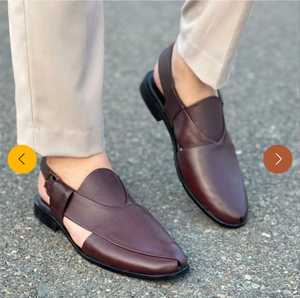 Sandales ouvertes en cuir véritable marron pour homme, décontractées, toutes saisons, semelle extérieure en caoutchouc, semelle intermédiaire en EVA - Product Image 1