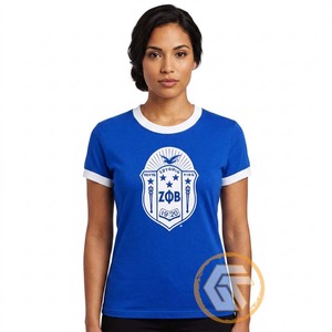 เสื้อยืดคอกลมสีน้ำเงินสำหรับผู้หญิง Zeta Phi Beta ปักลาย ทรงปกติ ผ้าฝ้าย 100% ระบายอากาศได้ดี เหมาะสำหรับใส่ลำลองในฤดูร้อน - Product Image 1