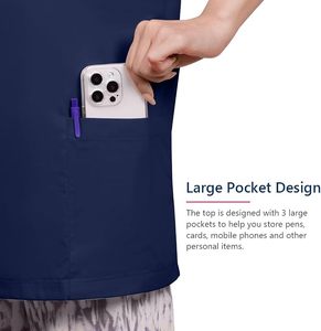Haut de blouse médicale à col en V pour femme, uniforme d'allaitement à manches courtes avec poches, vente en gros, tenue de travail pour hôpitaux et cliniques chirurgicales - Product Image 4