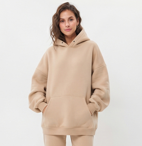Women Baggy Fleece Hoodies Casual Pullover 100% Cotton Drop Shoulder Heavy <b>Weight</b> 430 GSM Full Sleeve Winter Street Wear Hoody - Product Image 6