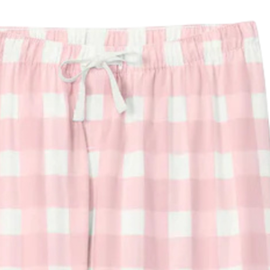 Pantalones de Pijama de Franela a Cuadros AKA, Color Rosa y Blanco, Pantalones de Estar por Casa para Mujer, Ropa de Dormir de Algodón Suave, Cintura con Cordón, Corte Holgado y Cómodo - Product Image 5