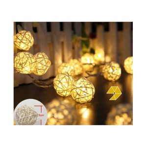 Esfera de mimbre redonda con luz LED para decoración colgante de Navidad, esfera de ratán para hacer marcos de luz, adorno colgante de Navidad - Product Image 3