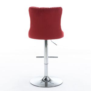 <b>Adjustable</b> Seat Height 25-33 Inch Swivel Velvet Barstools with Comfortable Tufted Backs Chrome Base Home <b>Bar</b> <b>Stools</b> - Product Image 6