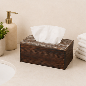 Antique Style Rustic Brown Wood <b>Tissue</b> Box Cover With Hinged Lid Decorative Handcrafted Rectangular Facial <b>Tissue</b> Holder - Product Image 2