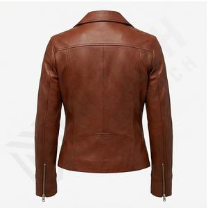 Veste en cuir en peau de mouton jaune pour femmes élégantes, teinte unie avec un design à la mode, veste en cuir personnalisée pour femmes - Product Image 3