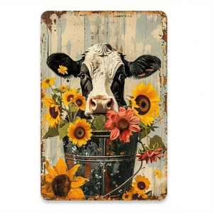 CIFbuy Targa Vintage Rustica in Alluminio 20,3x30,5 cm con Girasole Stile Fattoria per Bar e Servizio di Ritiro - Product Image 2