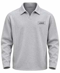 เสื้อสเวตเชิ้ตคอซิป ¼ ซิป ทรงปกติ ผ้าเฟรนช์เทอร์รี่ สีพื้น ปกคอพับ แขนยาว สไตล์ลำลอง โลโก้ด้านหน้า - Product Image 1