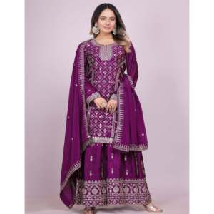 Mono de fiesta de diseñador, elegante traje Sharara con intrincado trabajo de secuencia de codificación para ocasiones especiales - Product Image 2