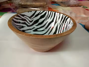 ชามไม้พิมพ์ลายคลาสสิกสำหรับเสิร์ฟซุปและสลัดในงานปาร์ตี้ - Product Image 3