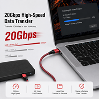 Câble USB C vers USB C haut de gamme Lung Kay 90 degrés, 20 Gbps, PD 5A, 100 W, charge rapide, câble de données tressé, cordon Type C pour ordinateur portable, VR
