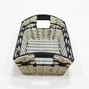 Rectangular Wicker <b>Storage</b> <b>Tray</b> with Handles for Table Organization Minimalist Design - Product Image 5