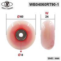 Roulettes compactes en PU 60x24mm avec noyau en PP rouge pour valise cabine
