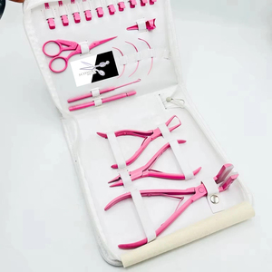 Kit d'outils capillaires Micro-Link rose étanche en acier inoxydable avec pinces à micro-anneaux, aiguilles à boucle, ciseaux de sectionnement et peigne pour salon - Product Image 5