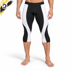 Men <b>Capri</b> <b>Leggings</b> Compression Quick Dry Breathable Anti-Bacterial Elastic Waist Athletic Training Exercise - Product Image 1