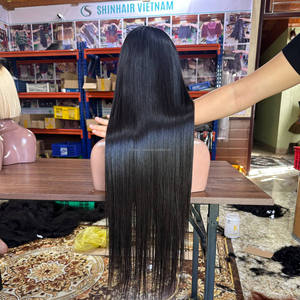 Perruques en cheveux humains lisses et soyeux, perruques sans colle en cheveux vierges vietnamiens, perruques lisses comme des baguettes, fermeture en dentelle frontale personnalisée - Product Image 3