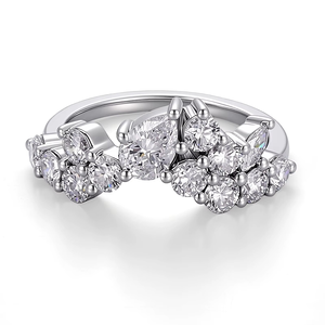 แหวนเพชรทองคำขาว 14K ดีไซน์แฟชั่น ประดับเพชรเม็ดหลักทรงหยดน้ำ DEF VVS เพชรแล็บ สำหรับผู้หญิง เหมาะเป็นของขวัญวันเกิด - Product Image 3