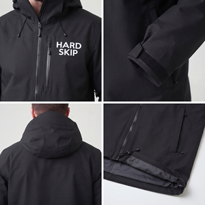 Customized <b>Men</b> Hard Shell <b>Coat</b> Embroidered Front Logo <b>Men's</b> Waterproof Hood Jacket Outdoor Hiking Camping <b>Coat</b> with Side Pockets - Product Image 6