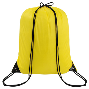 Yellow Waterproof Drawstring Gym Bag Polyester Sports <b>Backpack</b> Reusable Travel Softback for Outdoor Activities - Product Image 1
