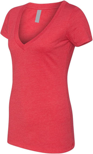 T-shirts en jean à col en V pour femmes, personnalisables avec logo, couleur foncée, en coton respirant, vente en gros, fabricant de t-shirts à col en V pour femmes - Product Image 2