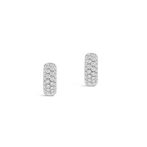 Nuevos pendientes de aro con pavé de diamantes cultivados en laboratorio de 0.84 quilates F/VS, en oro blanco macizo de 18k, con diseño personalizado, para el Día de la Madre. - Product Image 2