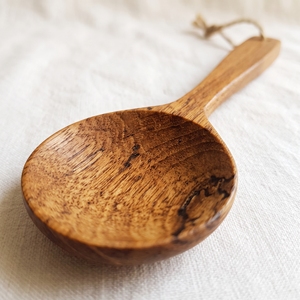 Cuillère classique en bois de teck poli de qualité alimentaire avec une grande tête, durable et écologique, réutilisable, 18x4,5 cm - Product Image 3