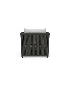 Modern Rattan Outdoor Armchair With Light <b>Gray</b> Upholstered Cushions Contemporary Design Style - Product Image 4