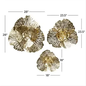 Arte de Pared Metálico Moderno y Florero con Diseño Floral Geométrico Hecho a Mano para una Decoración Contemporánea y Elegante del Hogar - Product Image 3