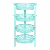 Chariot de rangement pliable et réglable en plastique, 4 niveaux, de type autoportant, moderne, de haute qualité, écologique, pour cuisine