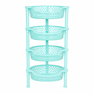 Modern High Quality Eco-Friendly <b>Foldable</b> Adjustable Plastic 4-Set Storage <b>Trolley</b> Four Layers for Kitchen Office Bathroom - Product Image 1