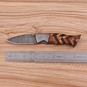 Couteau de chasse pliant à verrouillage Liner Lock en acier Damas forgé à la main, pour l'extérieur, EDC, avec manche personnalisé, vente en gros industrielle, fournitures UA - Product Image 5