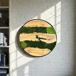 Forest Vein Timepiece River grain Moss <b>Clock</b> Emerald Drift Moss wood <b>Clock</b> Woodland Whisper Timepiece Nature's Passage - Product Image 5