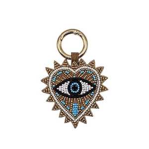 Heart Shape Beaded Evil Eye Keychain Zinc Alloy Inlay Feng Shui Carabiner <b>Bag</b> <b>Charm</b> Durable Design - Product Image 3