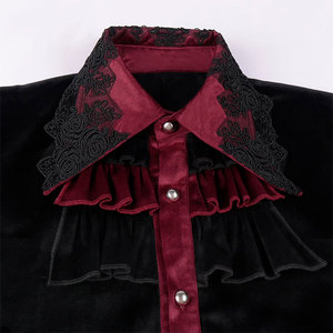 Camisetas Personalizadas Hechas a Mano para Hombre, Estilo Moderno, Gótico, con Volantes, Mangas Largas, Plisadas - Product Image 5