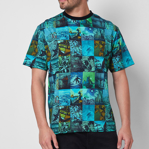 Men's Short Sleeve <b>Patchwork</b> Print T-<b>Shirt</b> O-Neck Slim Fit Casual Jersey Cotton Top - Product Image 5