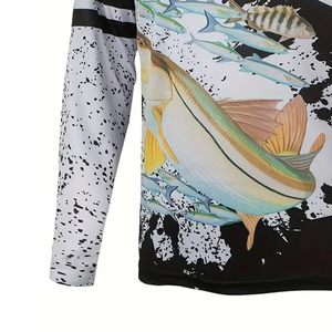 Eco-Friendly Lightweight Men's Fishing T-Shirt Spandex/Polyester Durable Custom Printed Design UPF 50+ <b>Windproof</b> Waterproof - Product Image 4