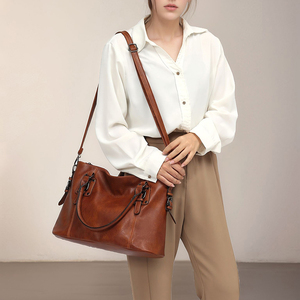 Wholesale Women's Luxury Handbags Vintage PU Leather Cross-Body <b>Strap</b> <b>Shoulder</b> Tote Bag Large Capacity Office Tablet - Product Image 6