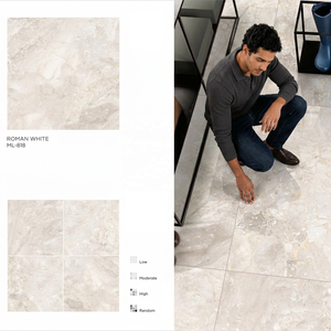Baldosas de Porcelana Vitrificada Blanca Romana, Acabado Brillante, 10 mm de Grosor, Antideslizantes, Superficie de Mármol de Lujo para Interiores Modernos y Piscinas - Product Image 1