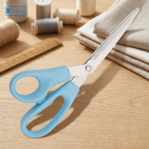 6flowers Multi-Purpose Scissors Blue Soft Grip Plastic Handle Stainless Steel Blade Smooth Edge No Foldable - Product Image 2