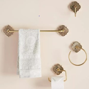 Premium Solid Brass Bathroom Accessories Set Towel Bar Ring <b>Hook</b> Toilet Paper Holder Glass <b>Shelf</b> Luxury Home Hotel Hardware - Product Image 3