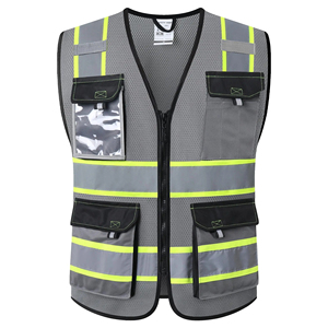 2026 Hi Vis Reflective <b>Work</b> Vest Blue Multi Pocket Polyester Unisex Safety Uniform for <b>Construction</b> Traffic Use - Product Image 3