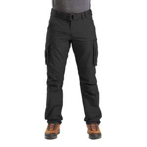 Pantalon cargo homme de haute qualité, couleur noire unie, coupe droite, décontracté et adapté aux activités de plein air. - Product Image 1