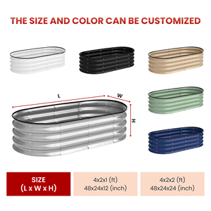 Oval Galvanized Raised Garden Bed Outdoor Metal <b>Planter</b> <b>Box</b> Garden Beds Vegetables GB026 - Product Image 2