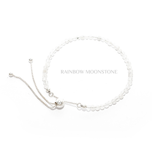 Premium 925 <b>Sterling</b> <b>Silver</b> Trendy Rainbow Moonstone Beads Bolo Bracelet with Soft Flex <b>Wire</b> Box Chain Gift Pack of 6 for Women - Product Image 2